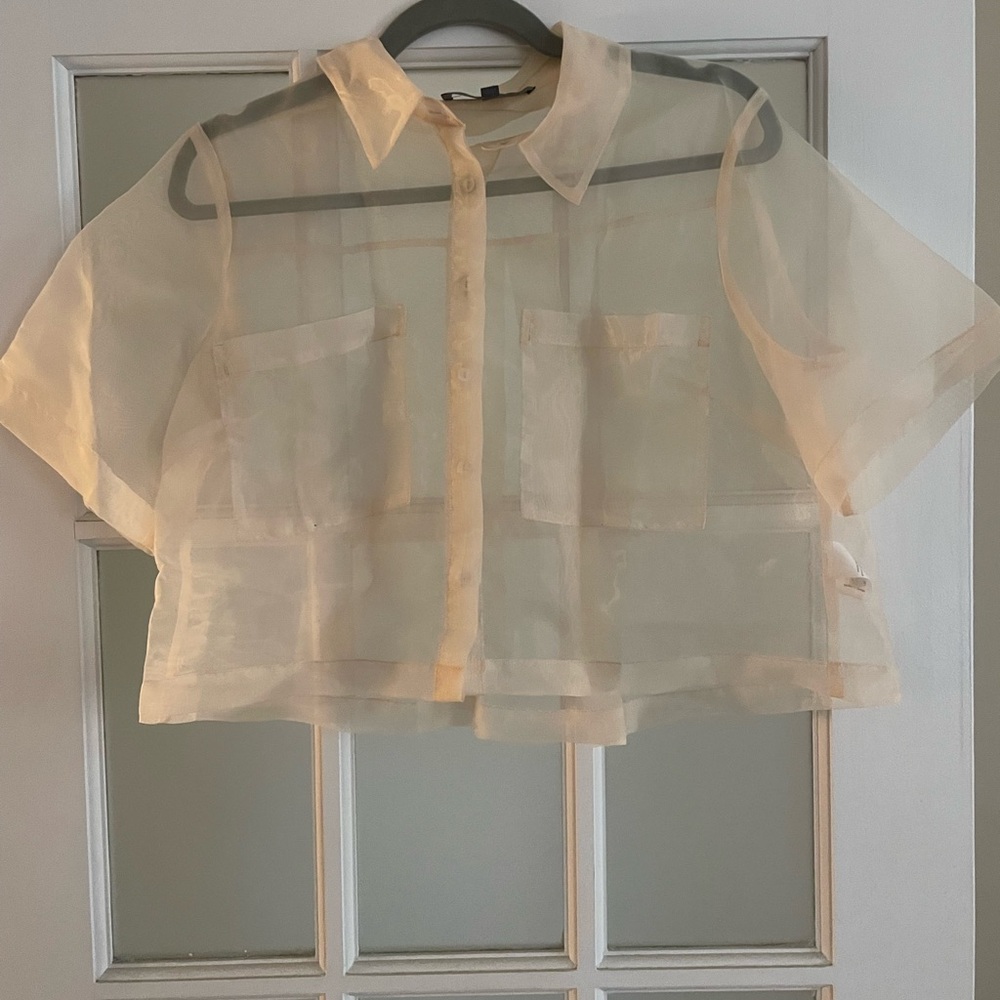 Anthropologie - Sunday in Brooklyn Cream Sheer Blouse